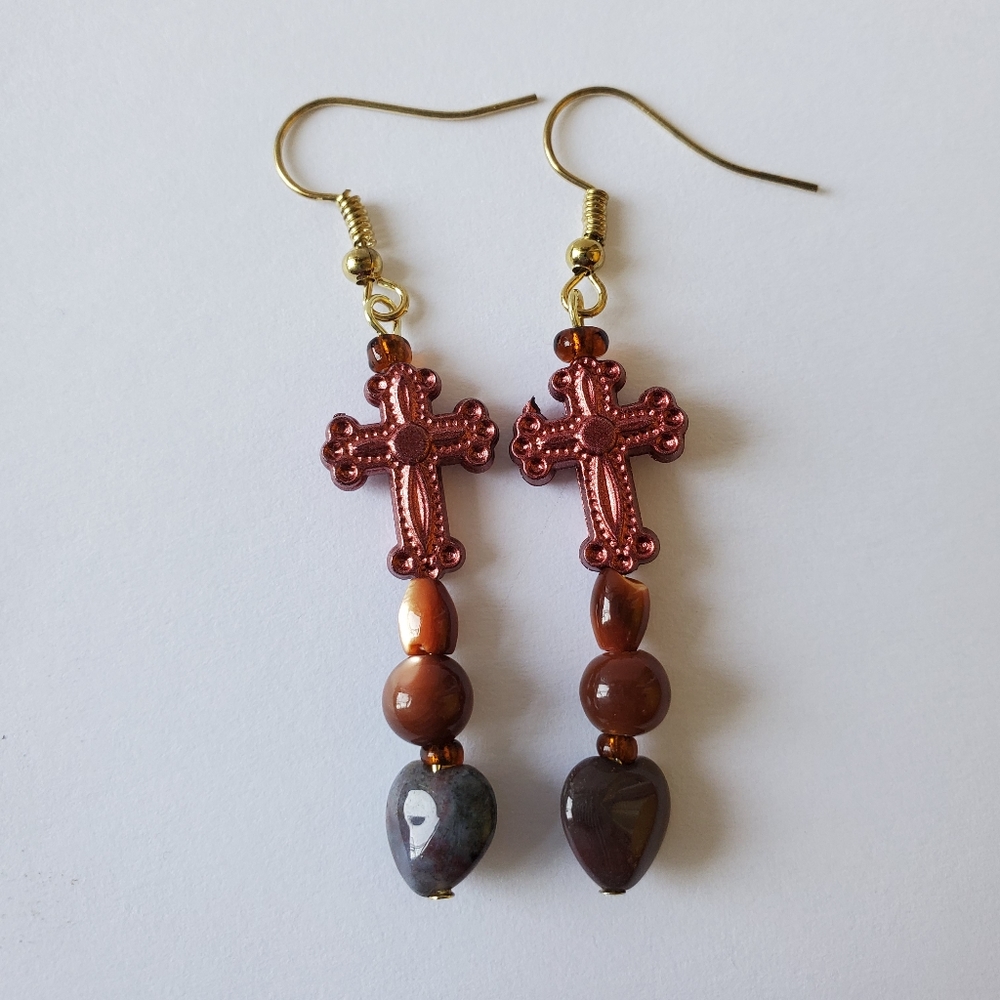 CROSS DROP DOWN EARRING